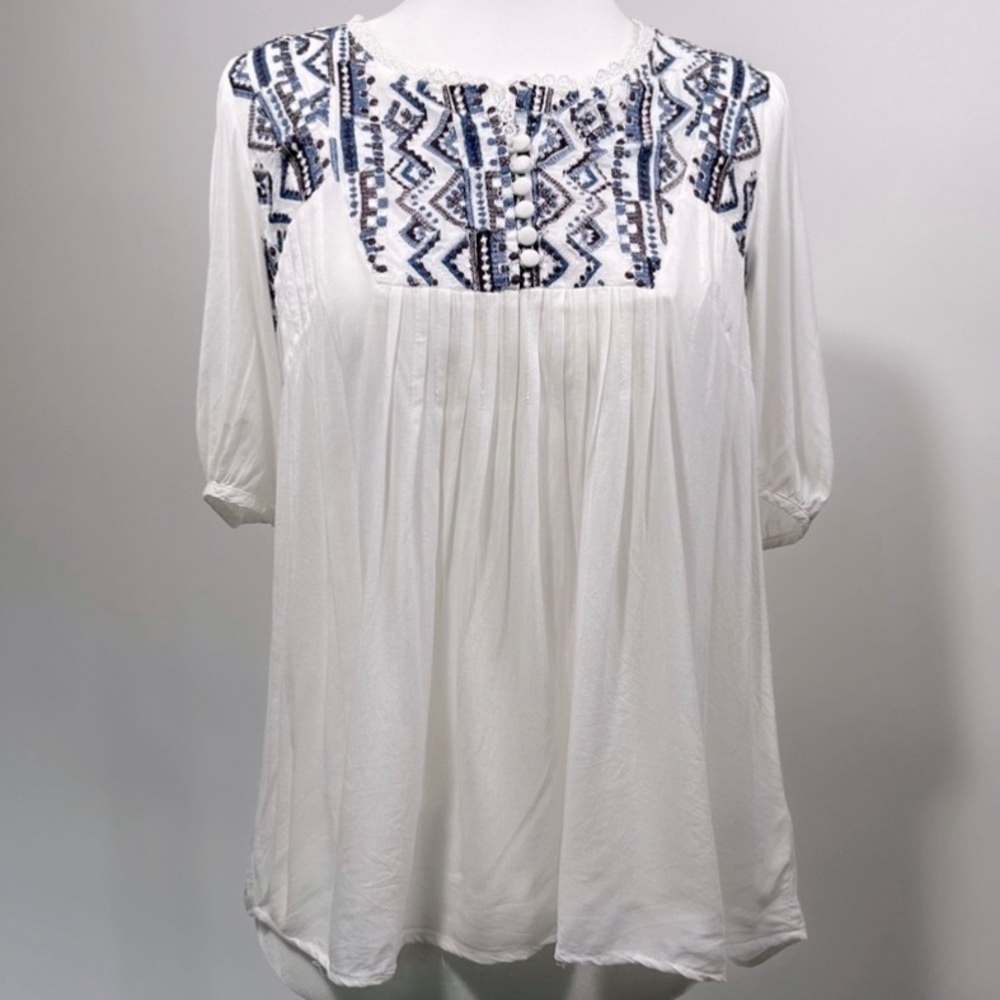 Boho Embroidered Peasant Top